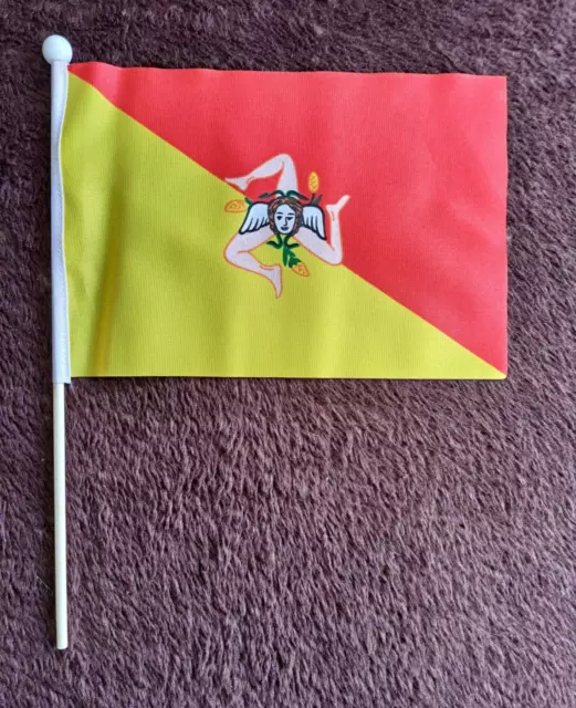 Sicily Hand Flag - 9" x 6" - LAST FEW