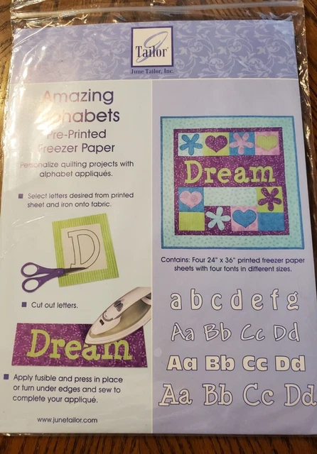 Papel congelador preimpreso June Sastre ALFABETOS INCREÍBLES para acolchado de apliques