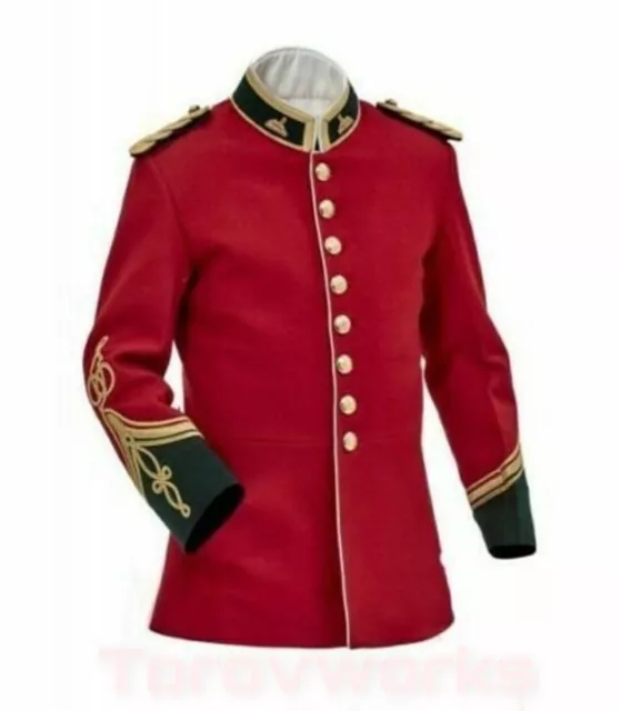 100% Wool Tweed British Anglo Zulu War Jacket Vintage Officers Red Tunic Circa
