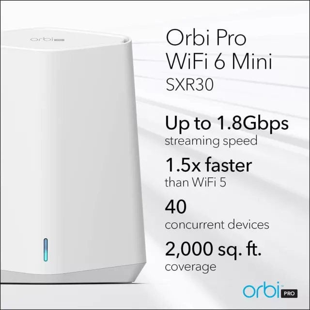 NETGEAR Orbi Pro WiFi 6 Mini Router for Home or Office (SXR30) | 4 SSIDs, 2