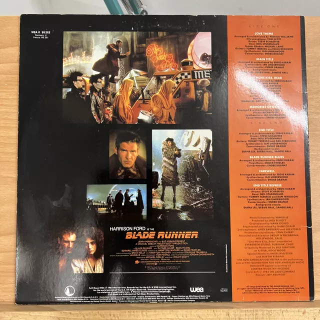 Vinyl LP BLADE RUNNER Movie Soundtrack WEA K 99262 NEAR MINT VINYL 2