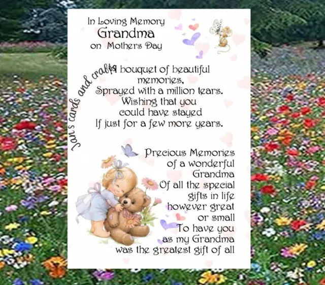 Heavenly Mothers Mother's Day cards, Grave Card Mum,Mam,Nan,Gran, MD08
