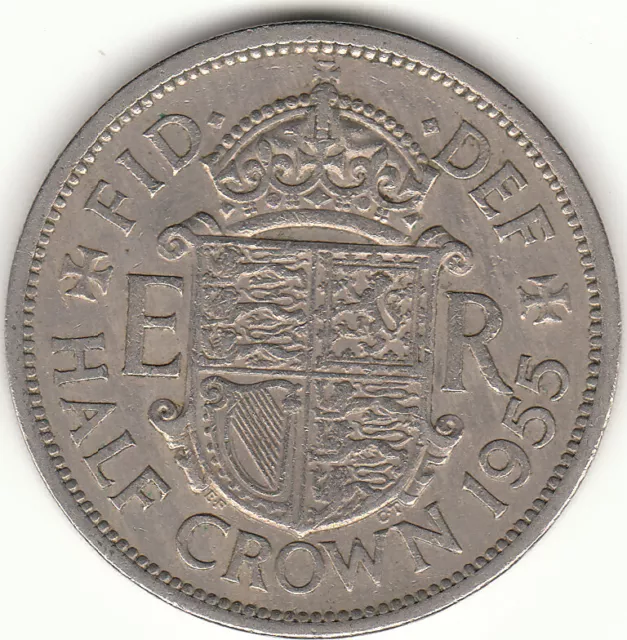 1955  Half Crown Elizabeth II 2/6   COIN HUNT BIRTHDAY SOON