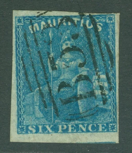 SG 32 Mauritius 1859-61. 6d blue. Very fine used. 4 margins CAT £55