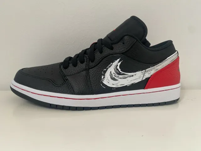 Nike Jordan 1 Low Brushstroke Swoosh nere nuove taglia 47 (DA4659-001)