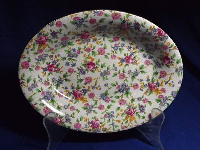 OLD Royal Winton Grimwades"OLD COTTAGE" Chintz 9.25"W by 1.5"H Oval Bowl No Chip