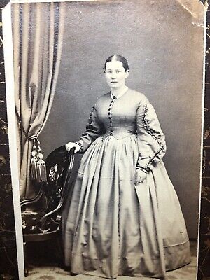 CDV Antique Photo Civil War era Tax Stamp Woman Military Fashion  Carte De Vis