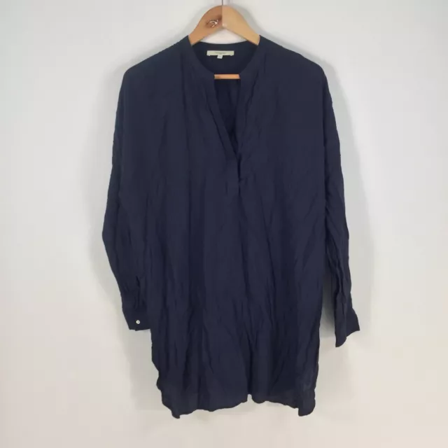 Noppies womens dress size XS shift navy blue long sleeve Vneck viscose 064675