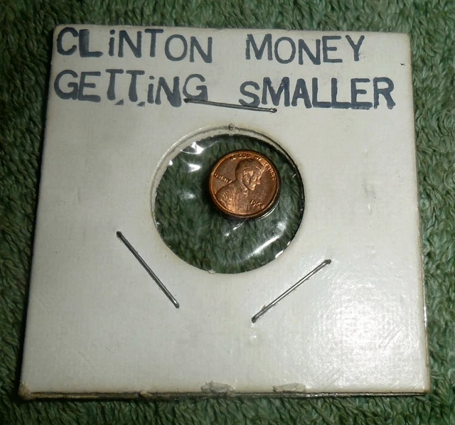 JB RFM 76258 Fantasy Coin Clinton Money Getting Smaller Miniature Lincoln Cent