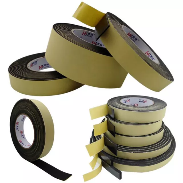 1/2/3mm Black EVA Foam Tape Single Sided Self Adhesive Sponge Door Strip Seal