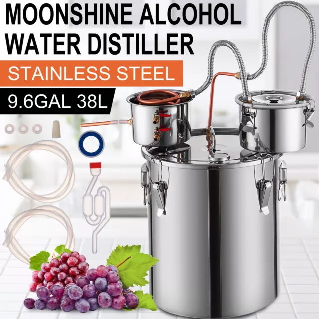 3 Pots 9.6 Gal Alcohol Distiller Distillery Kit Water Wine Brewing Kit + Pump