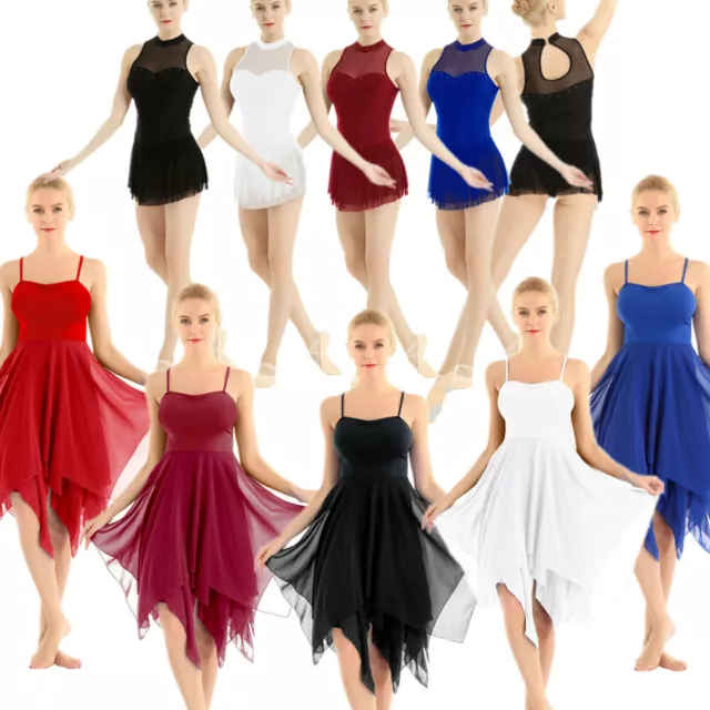 Women's Lyrical Dance Dress Leotard Ballet Gymnastics Bodysuit Dancewear Costume