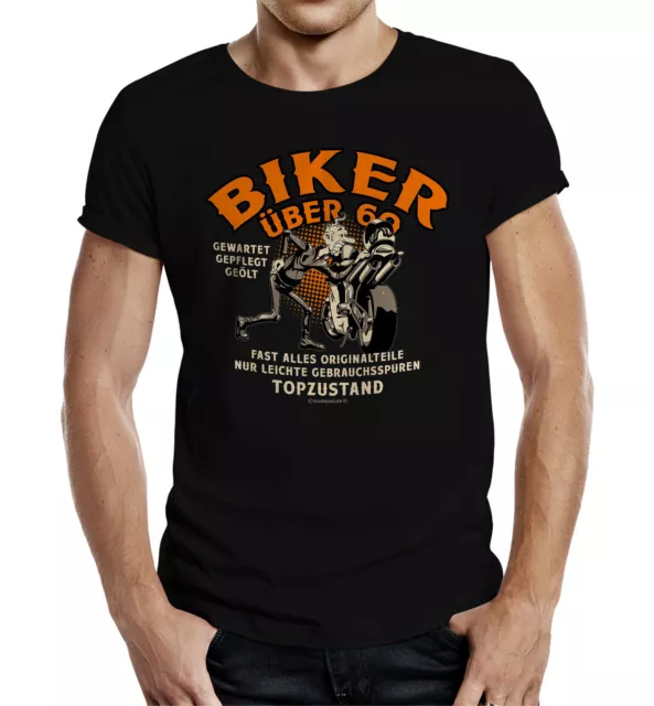 T-Shirt 60.Geburtstag Herren - Biker über 60 - Sprüche T-Shirt Männer Geschenk
