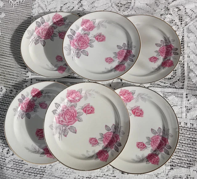 Lot de 6 assiettes plates fleuries en porcelaine bleu 26cm Faustine | Maisons du Monde