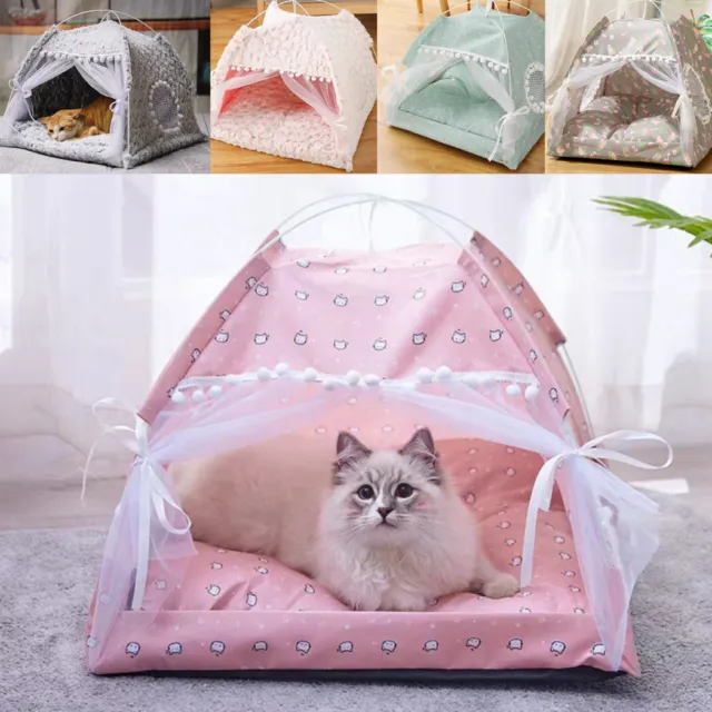Pet Dog Cat Nest Bed cave Tent House Puppy Cushion Warm Fluffy Portable Tent