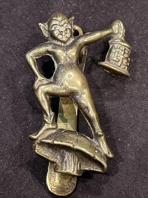 Antique Unusual Goblin gargoyle Troll  brass door knock