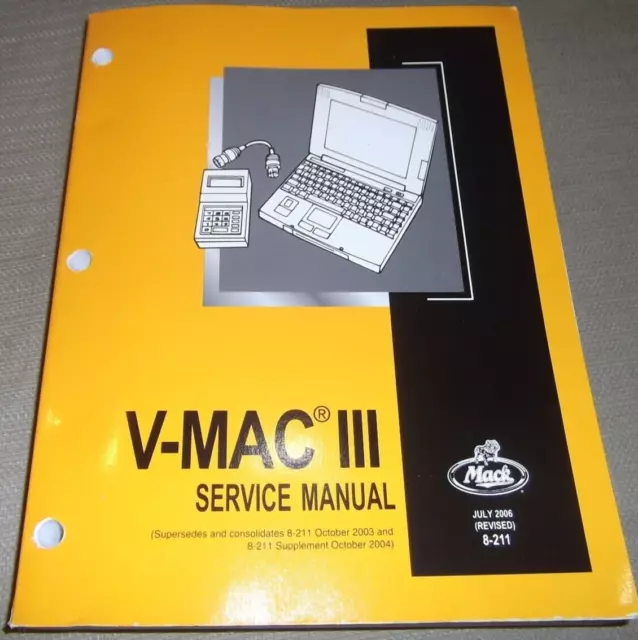 MACK V-mac III Servizio Negozio Riparazione Officina Manuale Libro 8-211