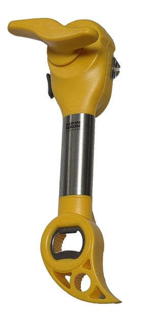 Kuhn Rikon Auto Safety Master Opener - Opens Cans, Bottles, Pop Tops, No Sharp Edges, Black
