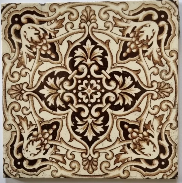 Delightful Reclaimed Antique Printed Fireplace Tile Minton Hollins