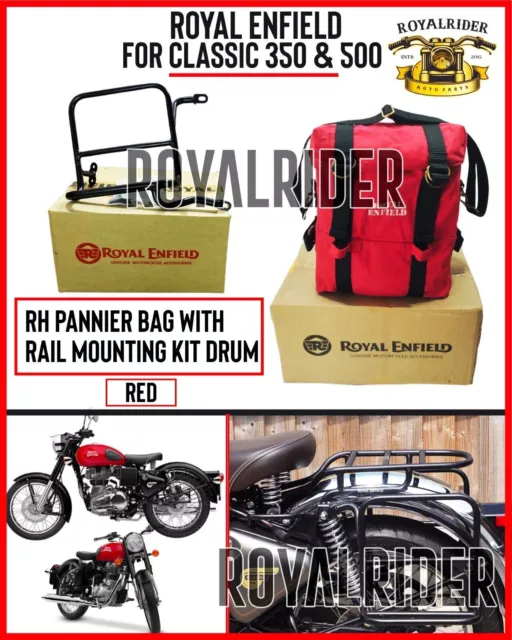 Bolsa de equipaje Royal Enfield Rh, rojo y juego de montaje tambor para...