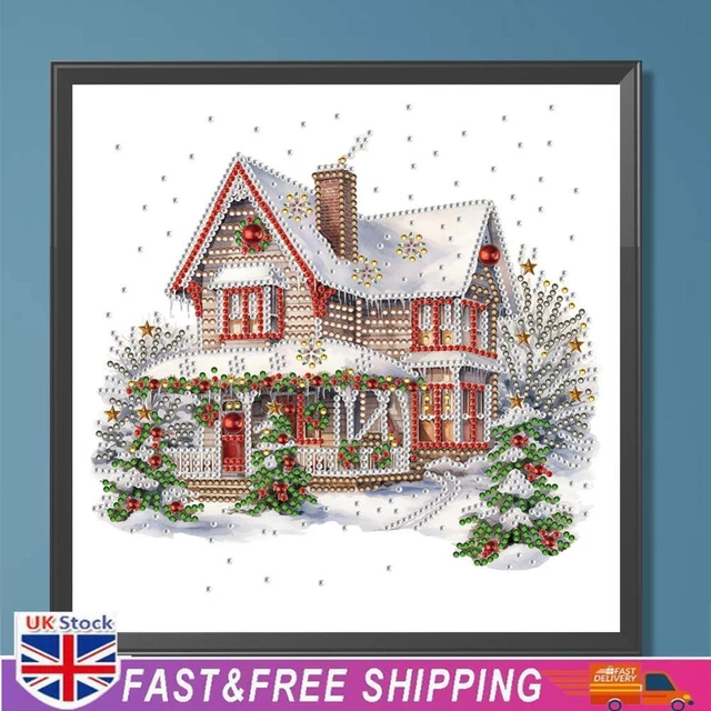 5D DIY Partial Special Shaped Drill Diamond Painting Xmas Snow House 30x30cm