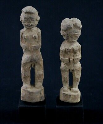 Art Africain African Couple Bo Usu Baoulé Baule Akan sur Socles 16,5 & 14,5 Cms