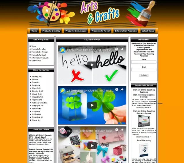 Art and Craft  Store Affiliate Online Business Website For Sale!