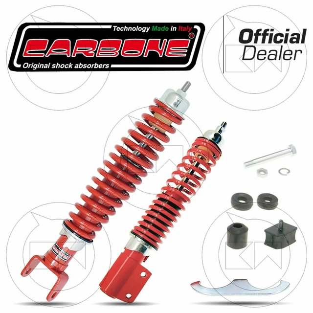 Kit Completo Ammortizzatori Carbone Regolabili Rosso Vespa Px 200 Arcobaleno