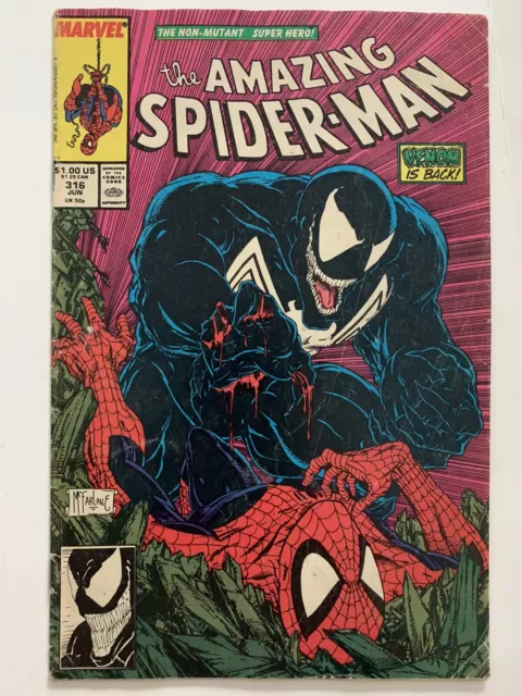 Amazing Spider-Man #316 3.5 Vg- 1989 1St Venom Cover Marvel Comics