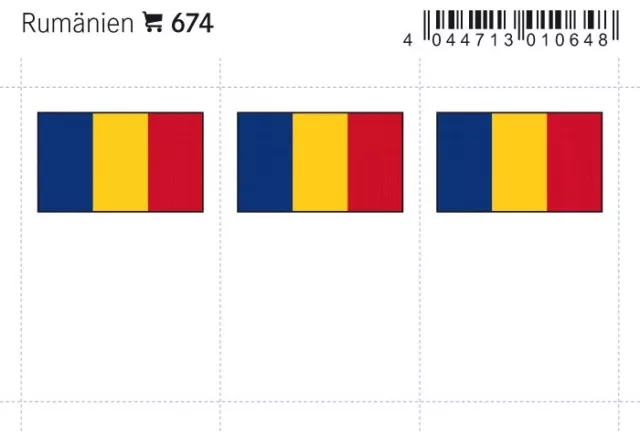 Lindner 674 Romania Adhesive Labels 24 X 38 MM Pack 6