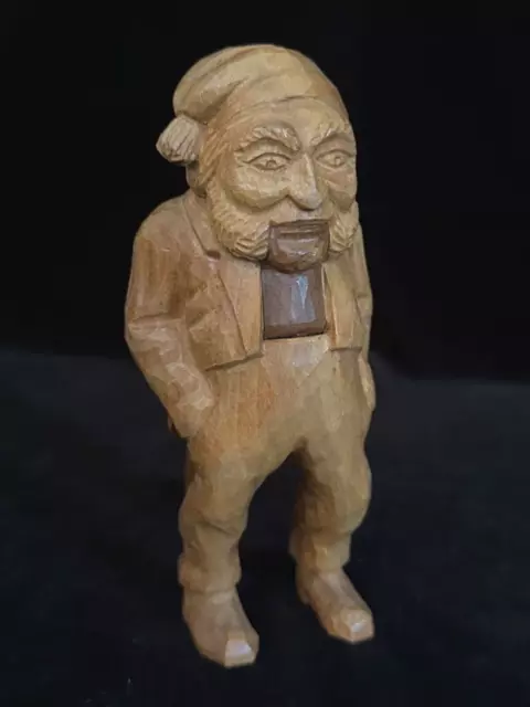 STANDING MAN CARVED BLOND NUTCRACKER Antique Swiss Black Forest Carved Mid 20thC