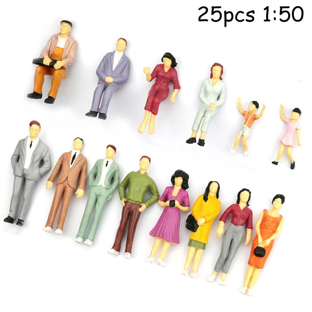 50 Figurines Peintes 1:87 – Modèles De Personnes Debout, ABS, Colorées à La Main – Pour Dioramas Et Maquettes