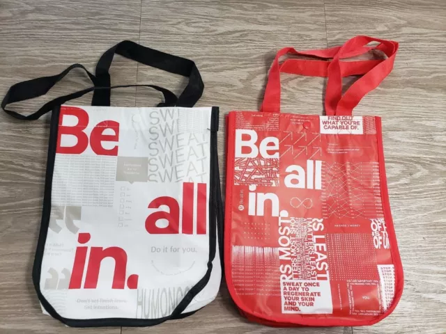 Lot of 2 Lululemon Reusable Bags 1 White/ Black/ Red 1 Red/ White