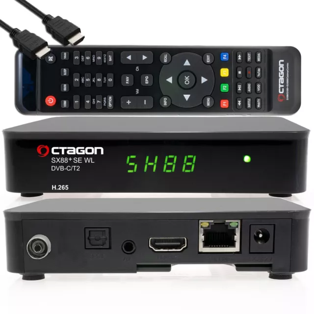 OCTAGON SX88+ SE WL DVB-C/DVB-T2 Hybrid- Smart- Kabel Receiver H.265 HD IPTV