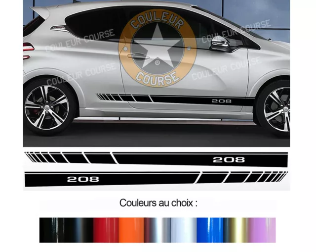 2 X Bandes Bas De Caisse Pour Peugeot 208 Sport Autocollant Sticker Bd573-2