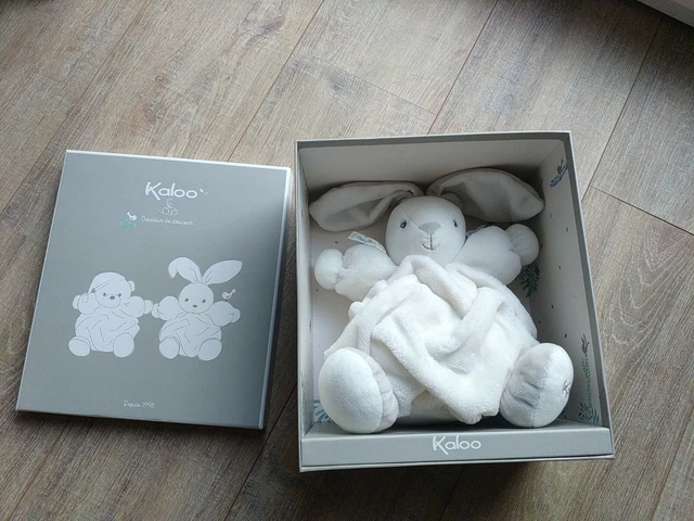 Doudou Boule Kaloo Gros Lapin Plume Blanc Neuf Dans Sa Boite