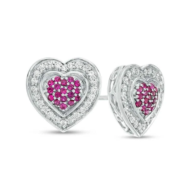 Boucles D'oreilles 14k Plaqué Or Blanc - 2.50 Ct Diamants Simulés Fleur - NEUVES Sans Boîte