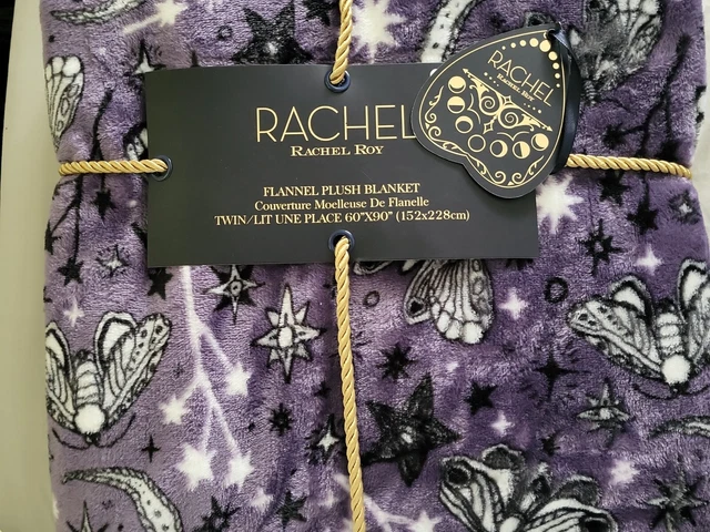 New 2023 Twin Size Halloween Blanket 60 x 90 Lavender With Moths And Moons