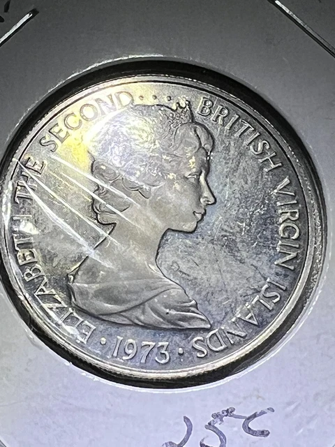 British Virgin Islands (25) Twenty-Five Cents 1973FM P Copper-Nickel Proof Coin