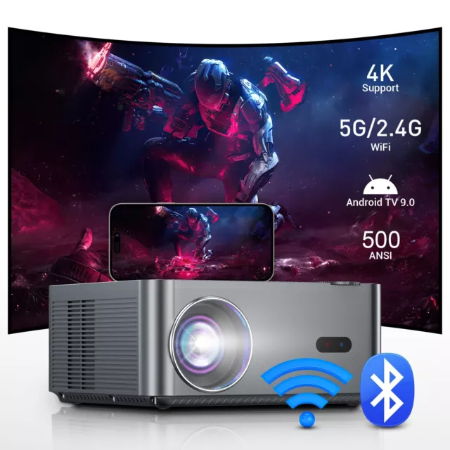 Mini Beamer 4K UHD Heimkino Projektor LED 5G WiFi Bluetooth Android Taschenkino