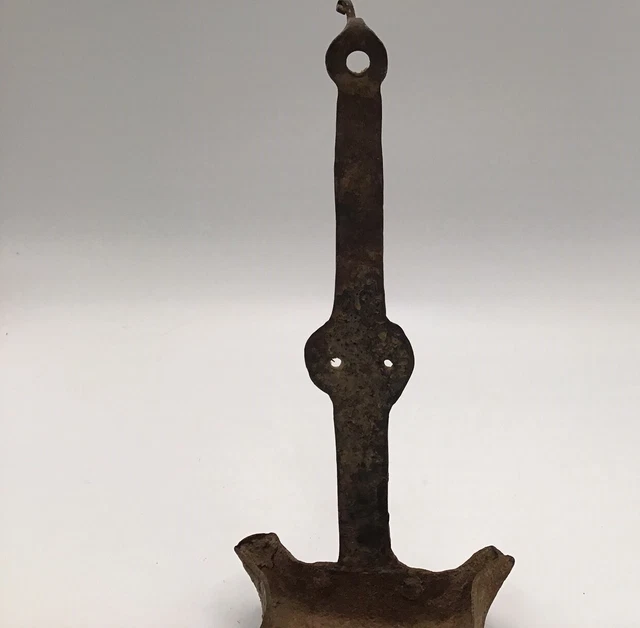 Antique 1700's Hand Forged Iron Cruise Whale Oil Betty Lamp - 4 wick rare 3