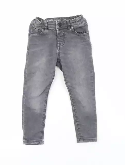 Primark Boys Grey Cotton Skinny Jeans Size 2-3 Years Regular Snap