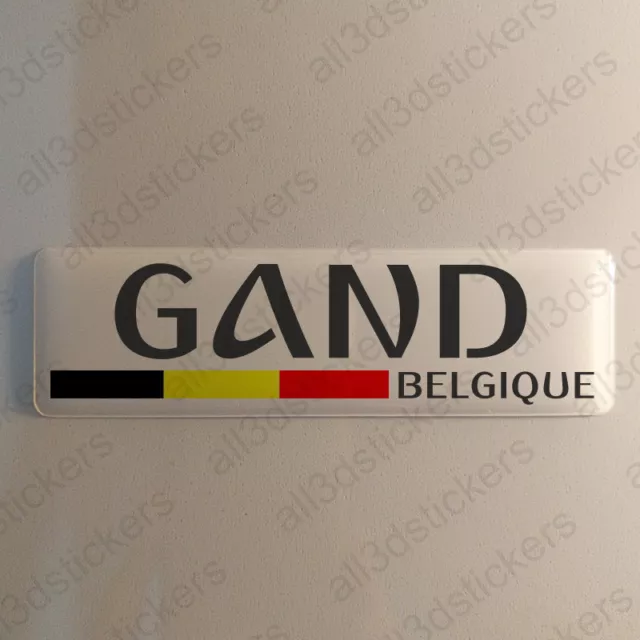 Ghent Belgium Sticker 4.70x1.18" Domed Resin 3D Flag Stickers Decal Vinyl