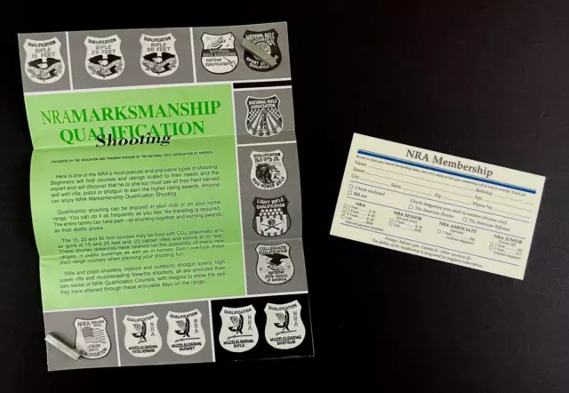 1980s NRA Marksmanship Member Shooting Qualifications VTG Brochure Pledge Card