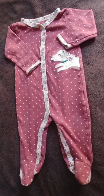 Carter's Fleece baby girl pink pajama sleeper puppy 9 month infant sleepwear