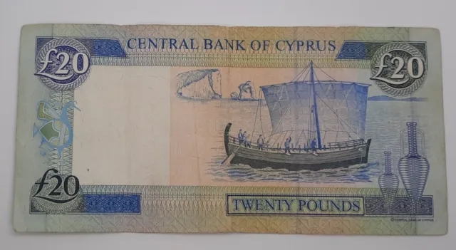 1997 - Central Bank Of Cyprus - £20 (Twenty) Lira /Pounds Banknote No. P 210931 2