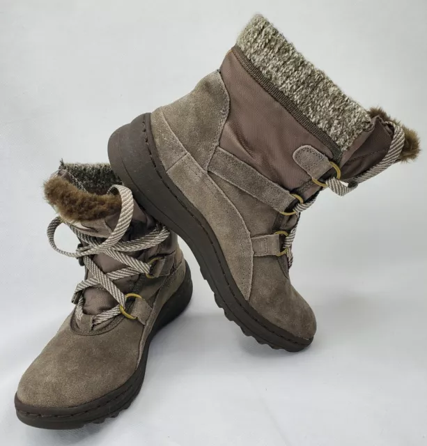 Bare Traps Abalina Suede Leather Faux Fur Winter Boots Brown 6.5 M Preowned