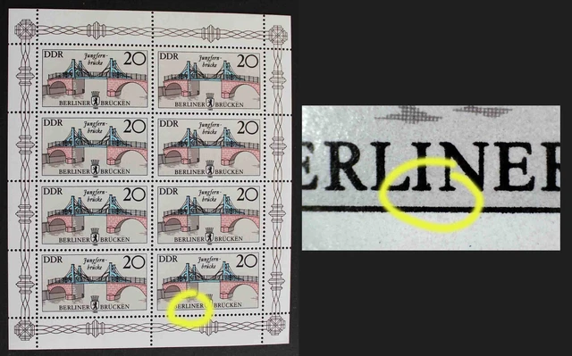 DDR 1985 MiNr. 2973 II KB mit Plattenfehler F8b (nach Schrage) postfrisch