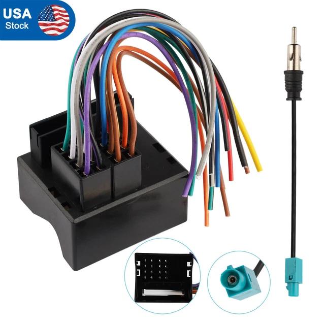 AFTERMARKET RADIO WIRE Harness Plug + Antenna Adapter Connector For BMW