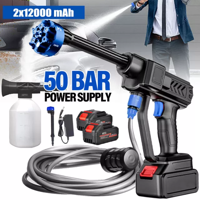 300W 50Bar Cordless High Pressure Car Wash Washer Gun Foam Generator Spray Clean